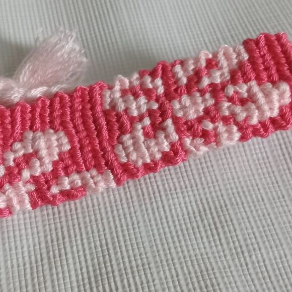 Handmade One Size Shades of Pink Adjustable Sliding Knot Flower Design Bracelet - Picture 9 of 9